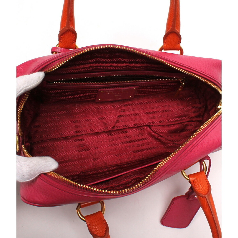 Prada Saffiano leather two-way handbag pink orange - Picture 3 of 6